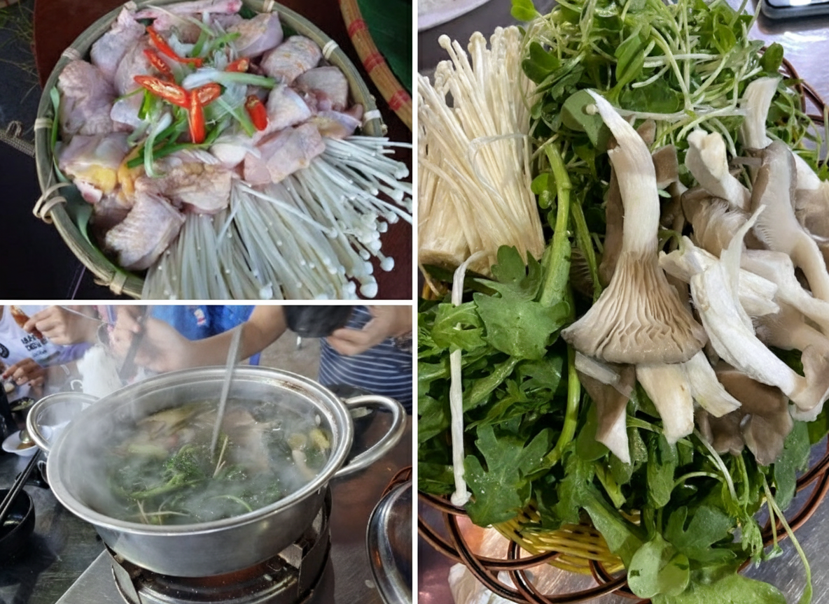 lẩu gà lá sâm Măng Đen Kon Tum