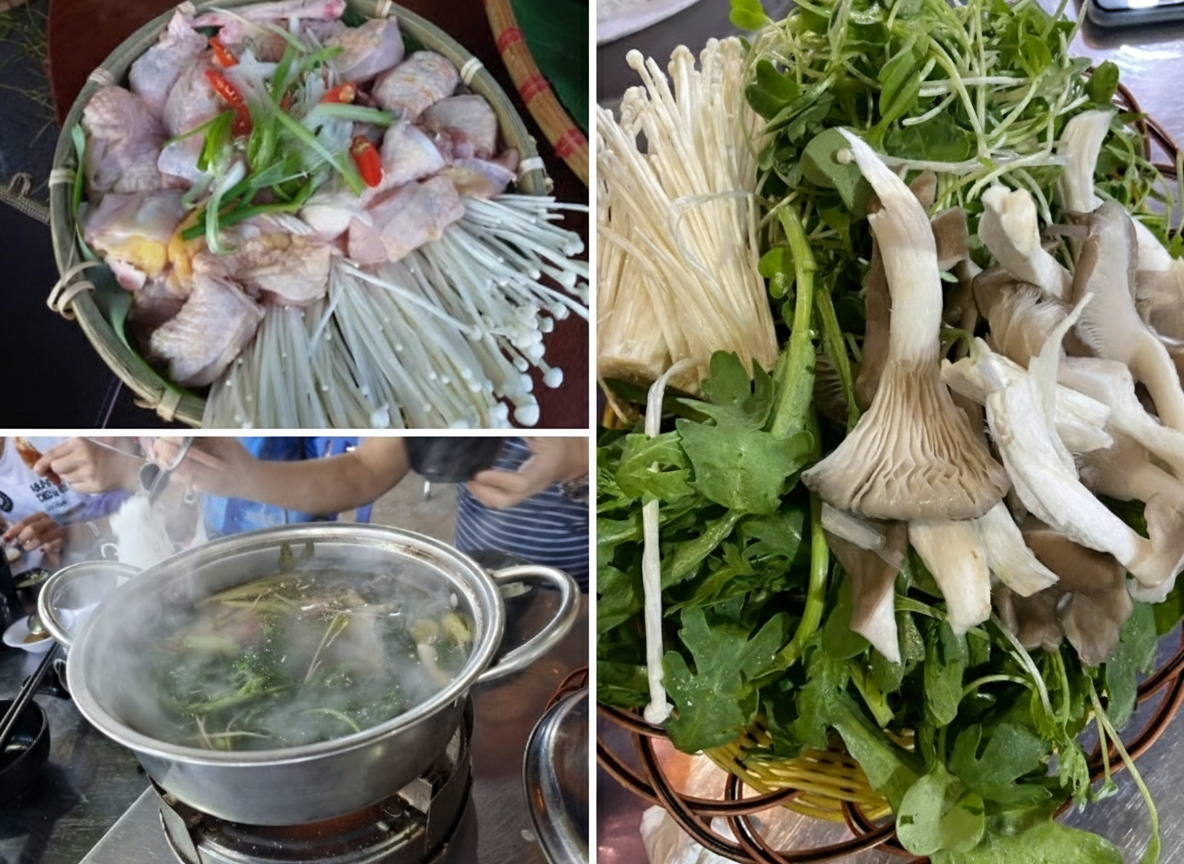 Lẩu gà lá sâm Măng Đen